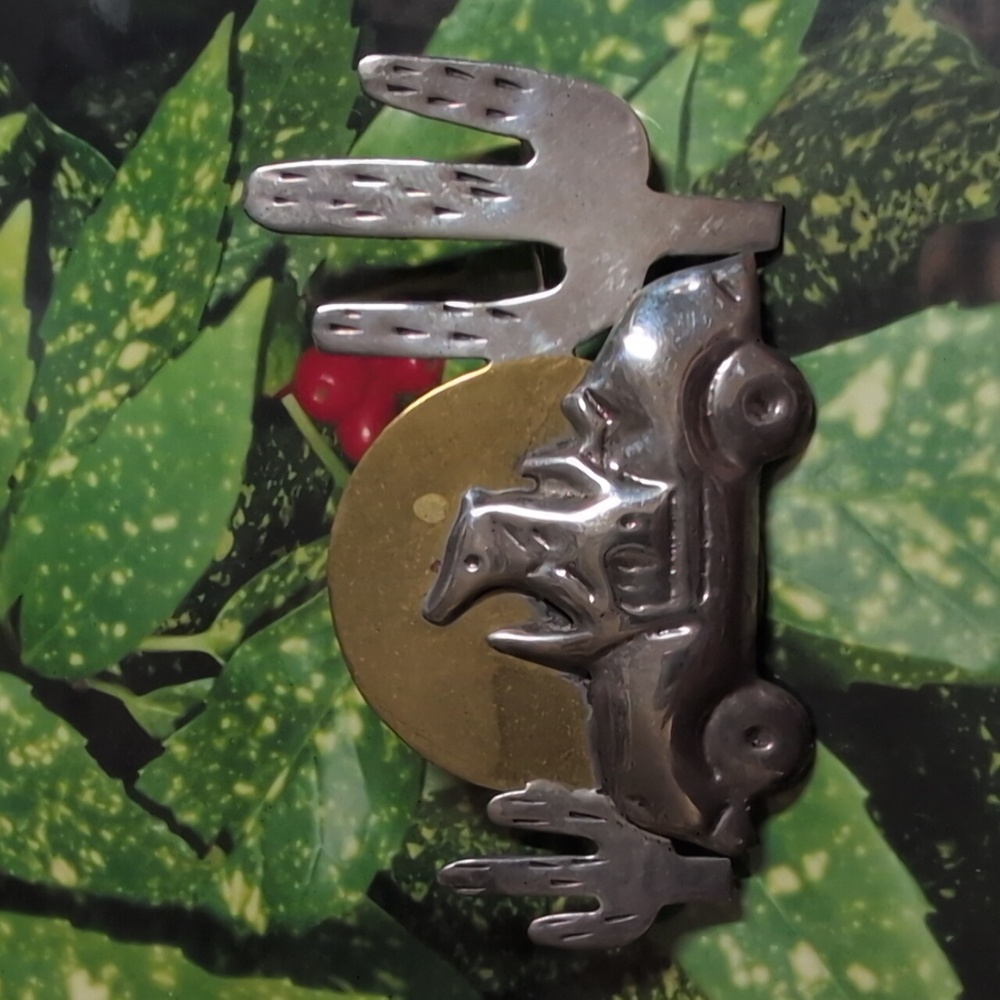 Silver and Gold Cactus Car Brooch - Picture 5 of 5